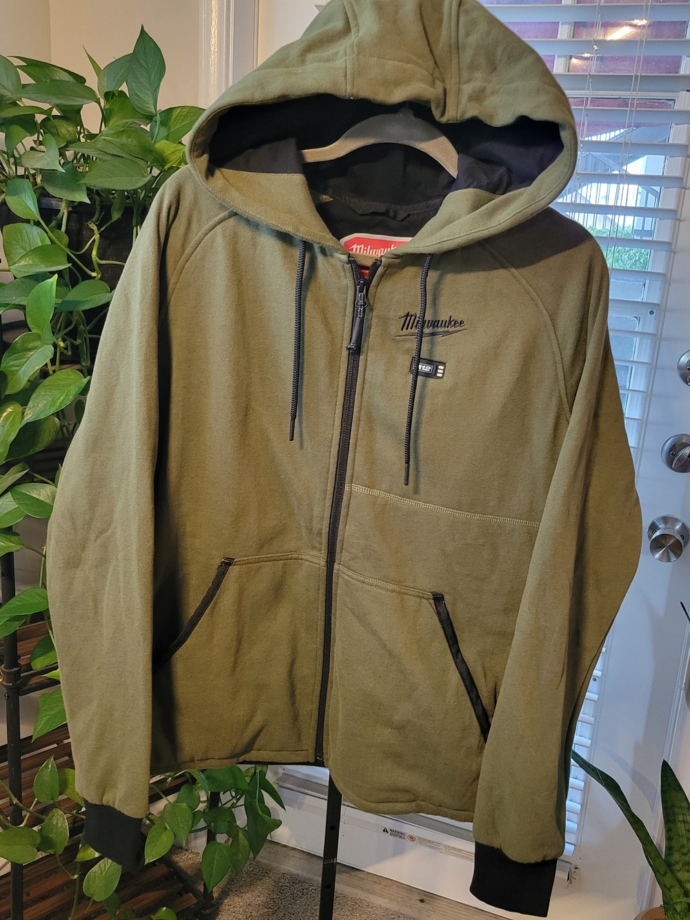 Milwaukee M12 Mens Medium Heated Green Zip-Up Jacket Hoodie Tested Work Wear
